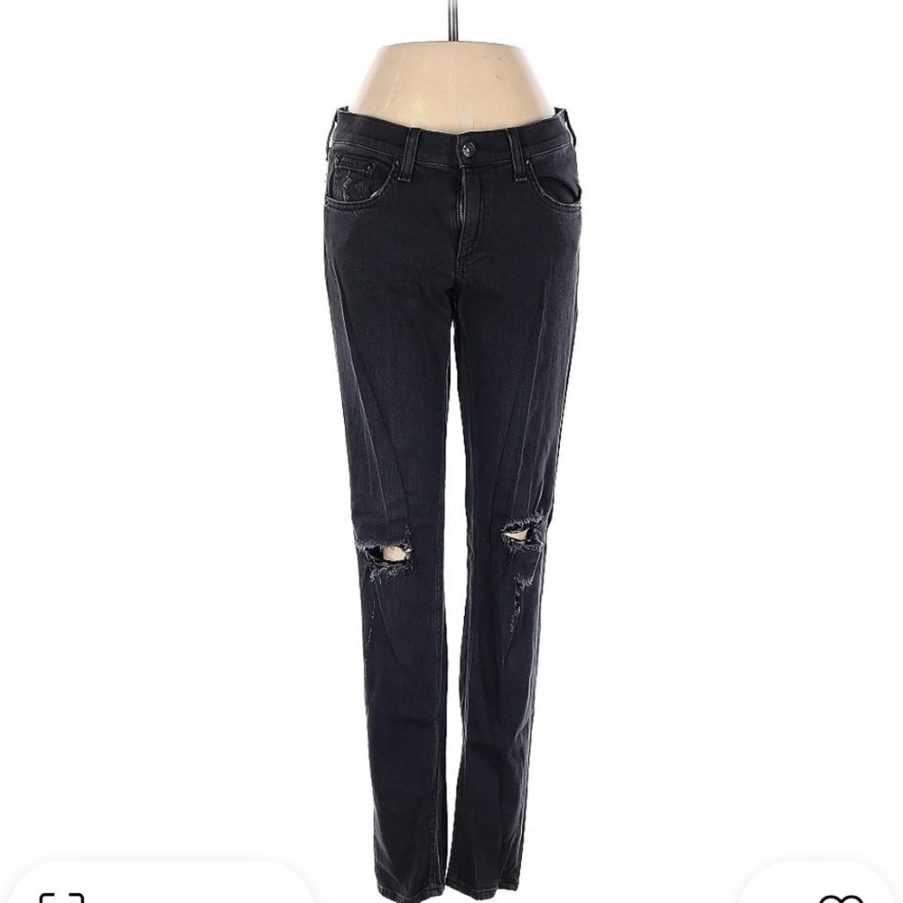 Rag & Bone Jean Distressed Black Skinny Jeans Size 27